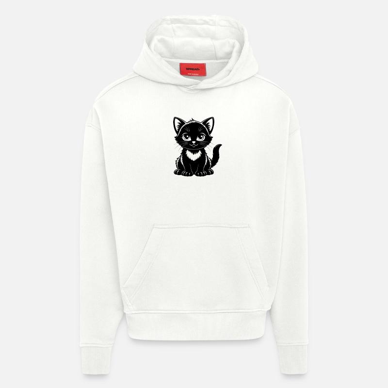 Chat mignon - Sweat à capuche bio épais oversize fabriqué en UE - OFF WHITE
