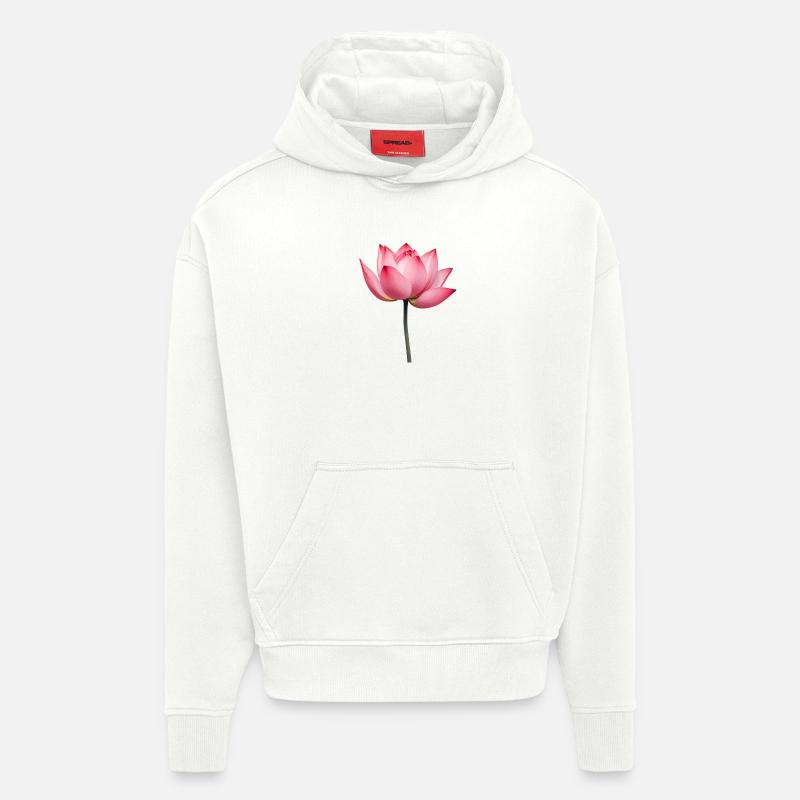 Nénuphar fleur de lotus - Sweat à capuche bio épais oversize fabriqué en UE - OFF WHITE
