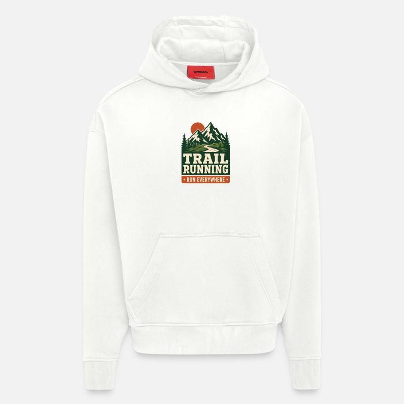 Course en sentier - Courez partout - Sweat à capuche bio épais oversize fabriqué en UE - OFF WHITE