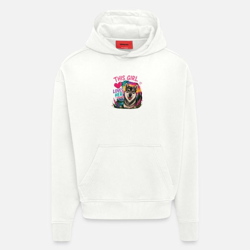 Jämthund, Jämpti, Jämtland Spitz - Sweat à capuche bio épais oversize fabriqué en UE - OFF WHITE