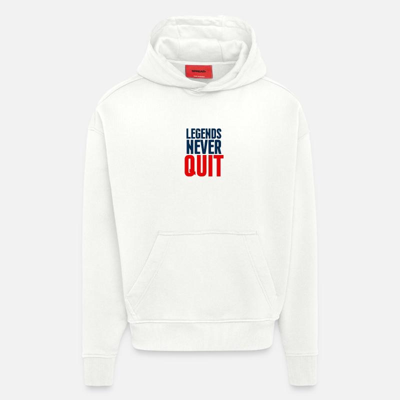 Legends Never Quit Bold - Sweat à capuche bio épais oversize fabriqué en UE - OFF WHITE