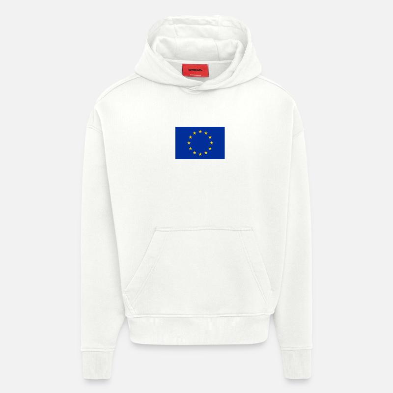 Drapeau de l’UE - Sweat à capuche bio épais oversize fabriqué en UE - OFF WHITE