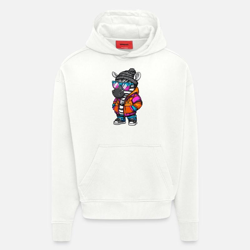 Bande dessinée zèbre cool - Sweat à capuche bio épais oversize fabriqué en UE - OFF WHITE