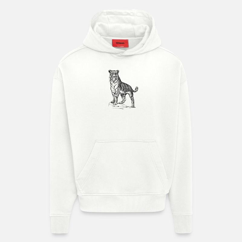 Tiger black and withe - Hoodie- made by SPREAD  - OFF WHITE