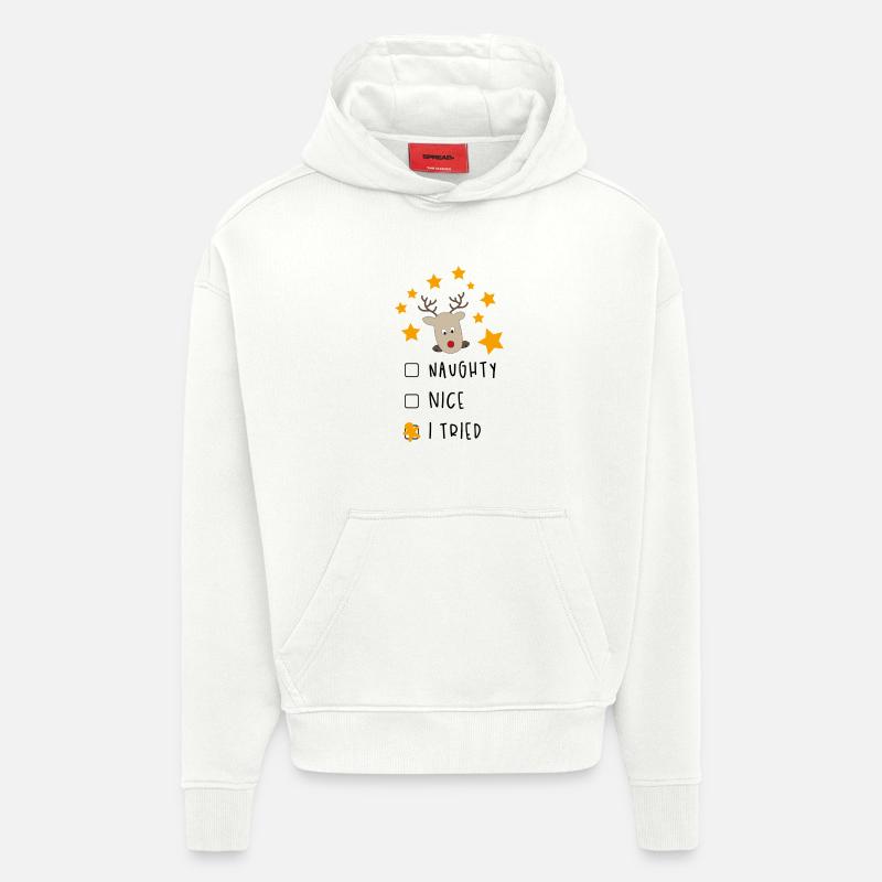 Noël - Sweat à capuche bio épais oversize fabriqué en UE - OFF WHITE