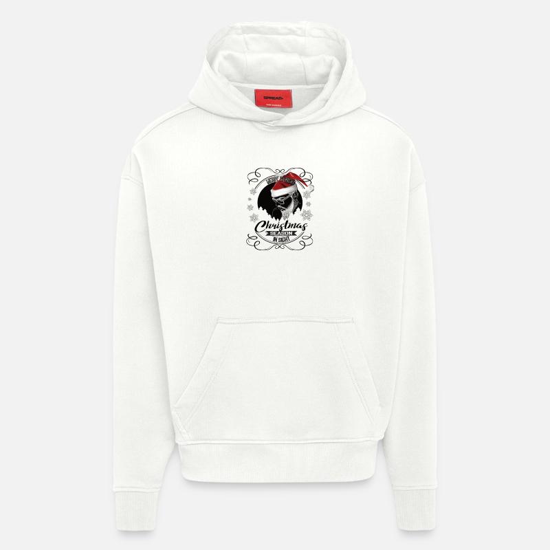 Noël en vue – Un design cool - Sweat à capuche bio épais oversize fabriqué en UE - OFF WHITE