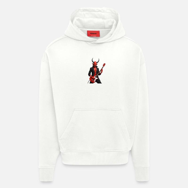 Diable avec guitare électrique rouge - Sweat à capuche bio épais oversize fabriqué en UE - OFF WHITE