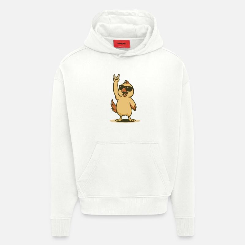 Cool Perroquet Poussin Rocker Style - Sweat à capuche bio épais oversize fabriqué en UE - OFF WHITE