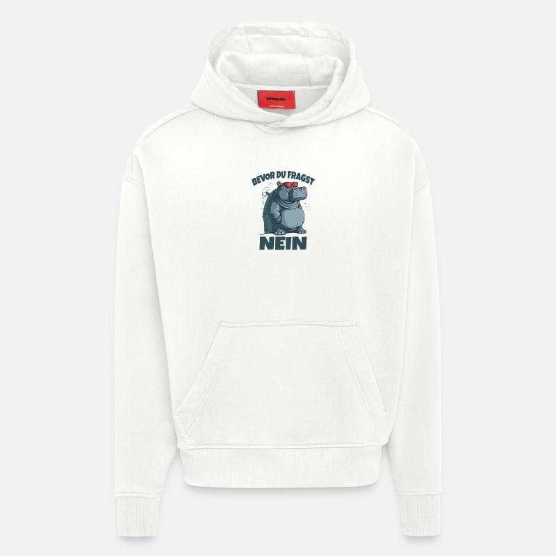 Avant de demander à No Hippo - Sweat à capuche bio épais oversize fabriqué en UE - OFF WHITE