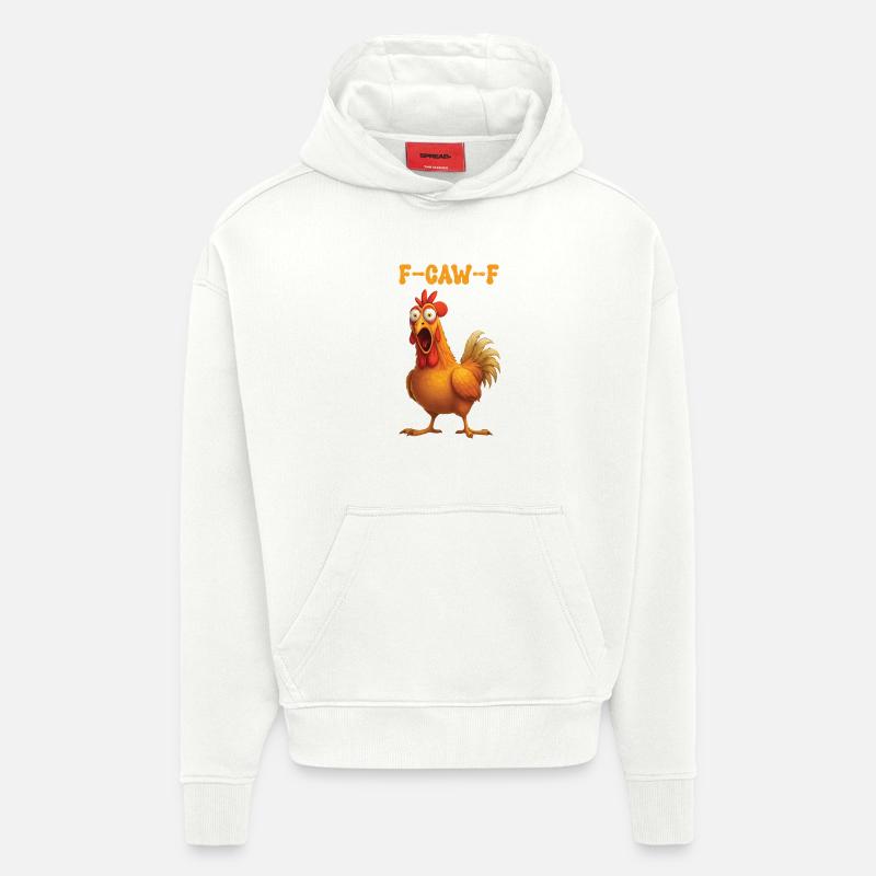 F Caw F Poulet - Sweat à capuche bio épais oversize fabriqué en UE - OFF WHITE