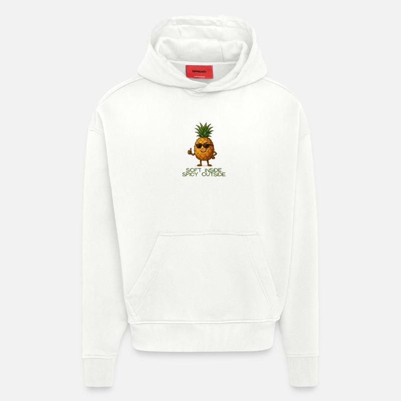 Ananas avec style Intérieur doux - Sweat à capuche bio épais oversize fabriqué en UE - OFF WHITE