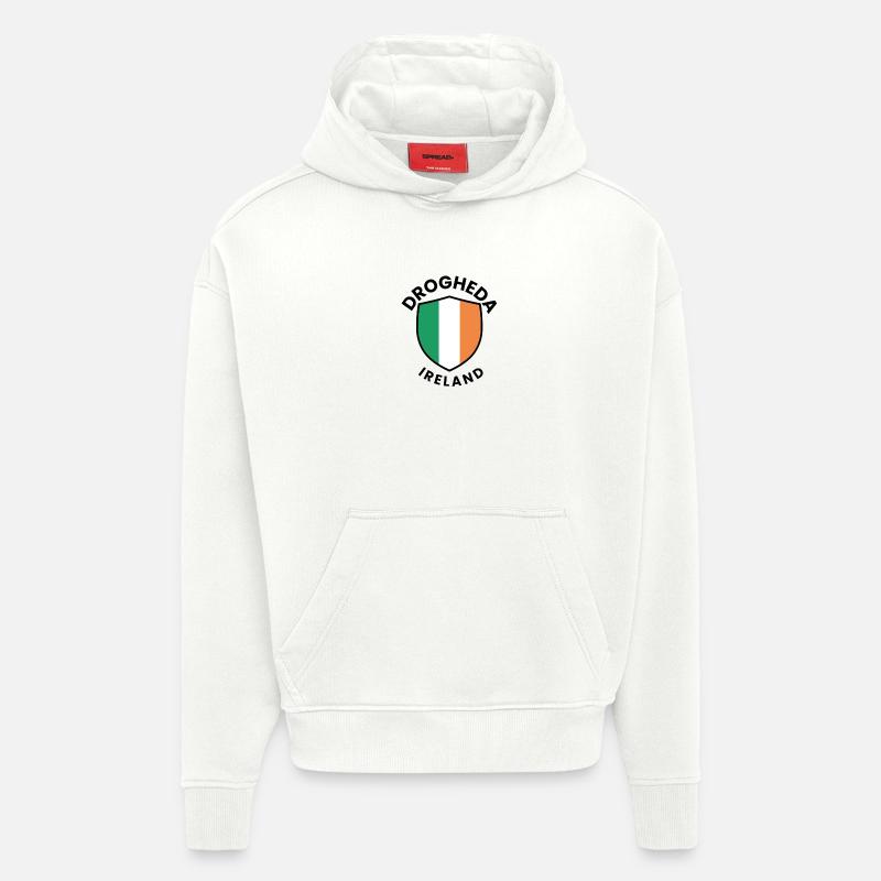 Bouclier d’Irlande de Drogheda - Sweat à capuche bio épais oversize fabriqué en UE - OFF WHITE