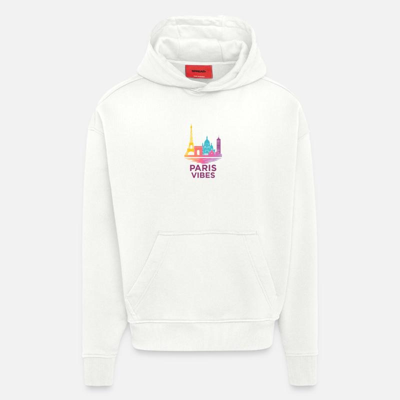 Silhouette de gradient de Paris Vibes - Sweat à capuche bio épais oversize fabriqué en UE - OFF WHITE
