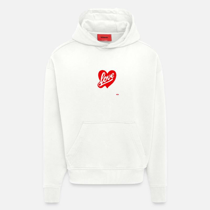 Rotes Liebesherz Script-Design - Hoodie- made by SPREAD  - OFF WHITE