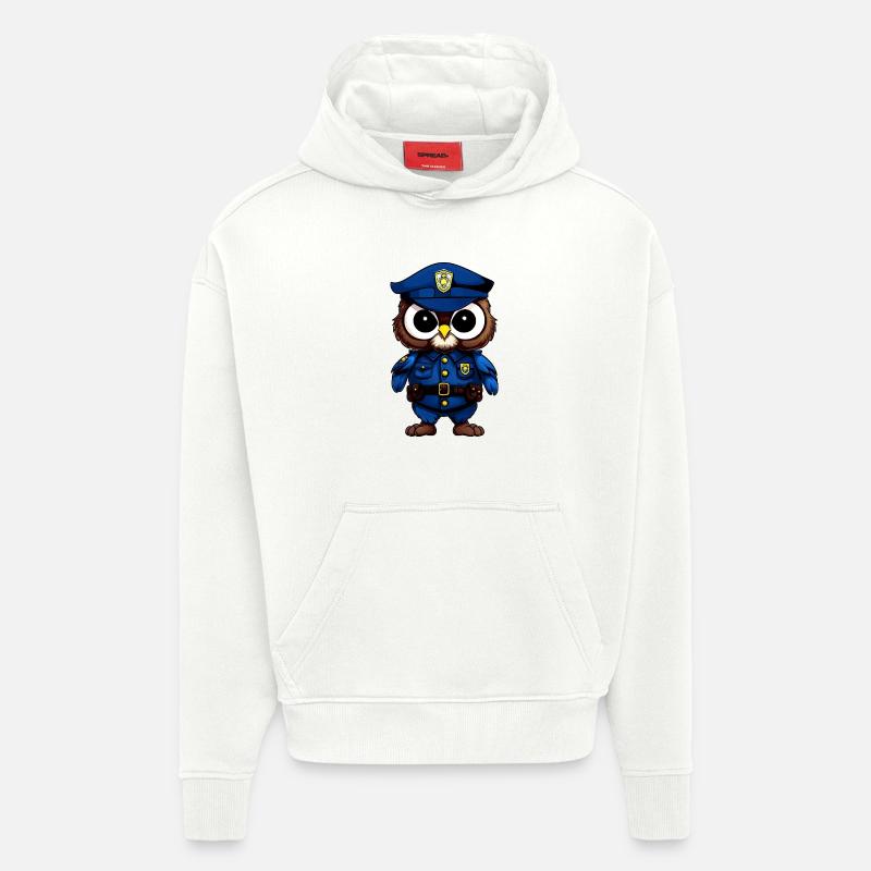 Eulen Polizist / Polizei Vogel - Hoodie- made by SPREAD  - OFF WHITE
