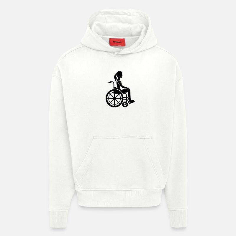 Femme en fauteuil roulant - Sweat à capuche bio épais oversize fabriqué en UE - OFF WHITE