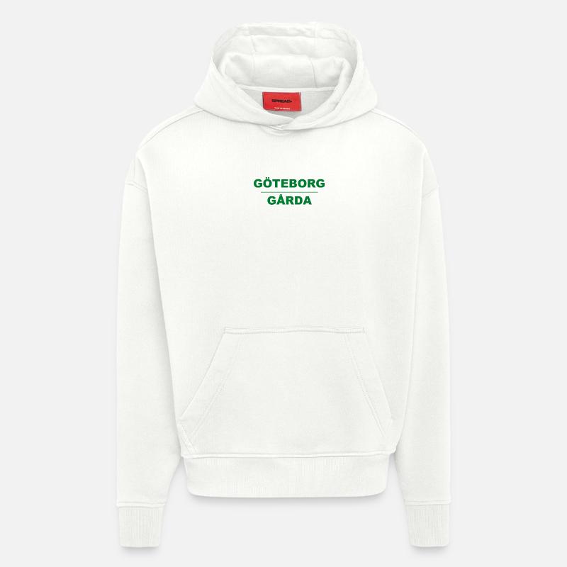 Göteborg Gårda – Design vert-noir - Sweat à capuche bio épais oversize fabriqué en UE - OFF WHITE