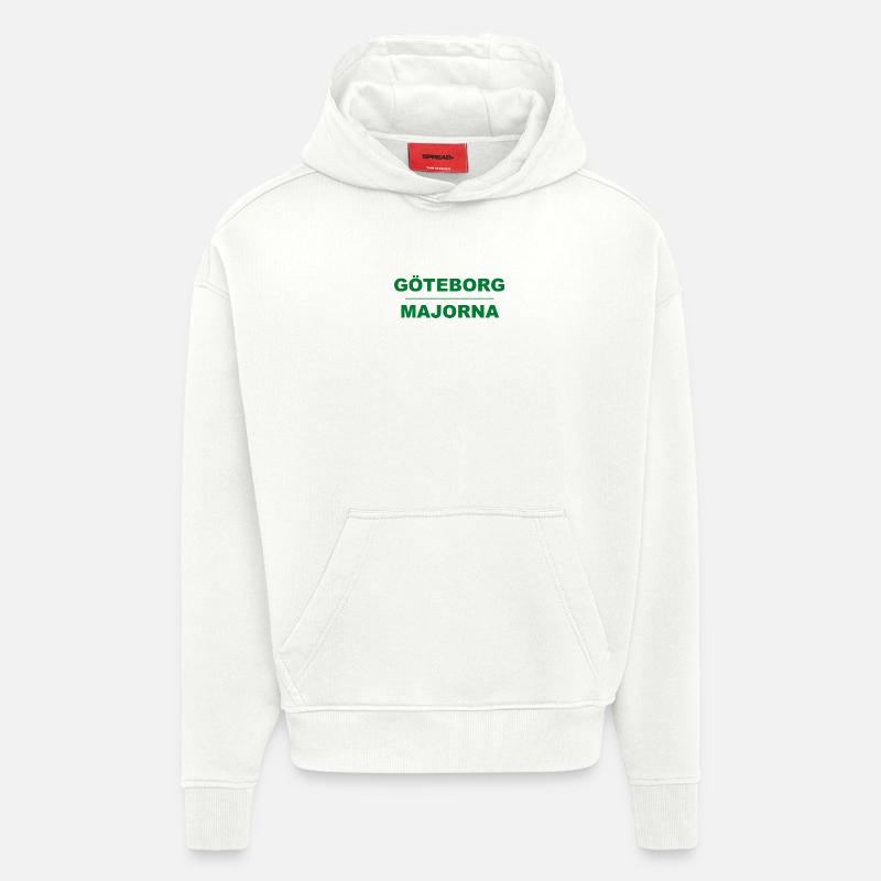 Göteborg Majorna – Design vert-noir - Sweat à capuche bio épais oversize fabriqué en UE - OFF WHITE