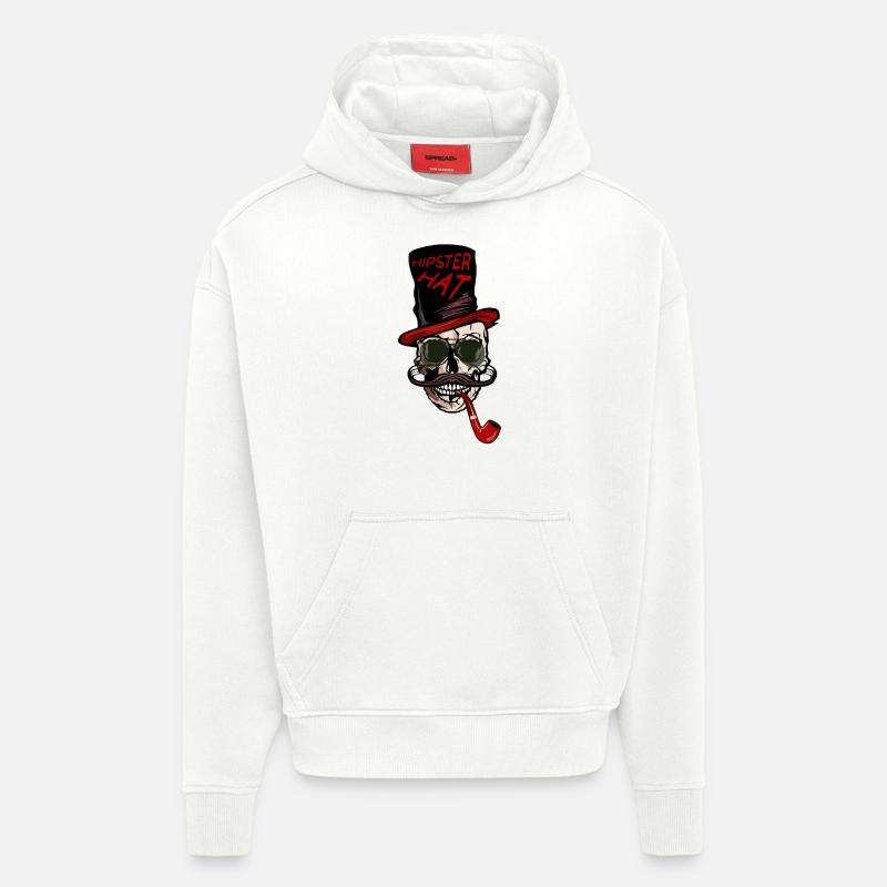 Kopf des Todeshippie-Hutschnurrbart-Kranzitats - Hoodie- made by SPREAD  - OFF WHITE
