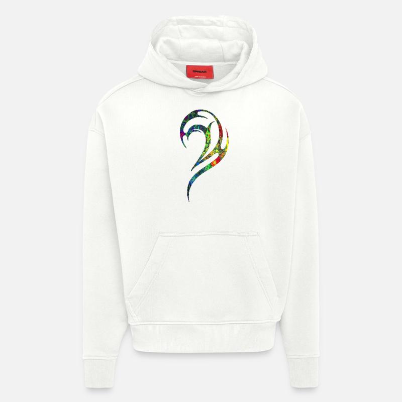 Tatouage gothique jaune vert marbré - Sweat à capuche bio épais oversize fabriqué en UE - OFF WHITE