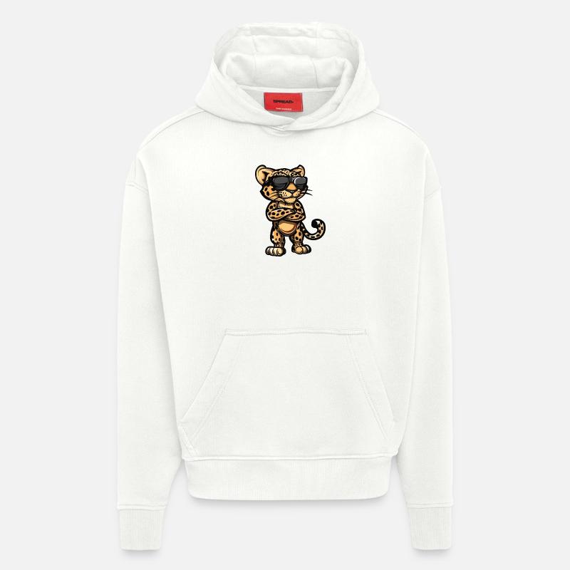 Léopard Bande dessinée cool - Sweat à capuche bio épais oversize fabriqué en UE - OFF WHITE