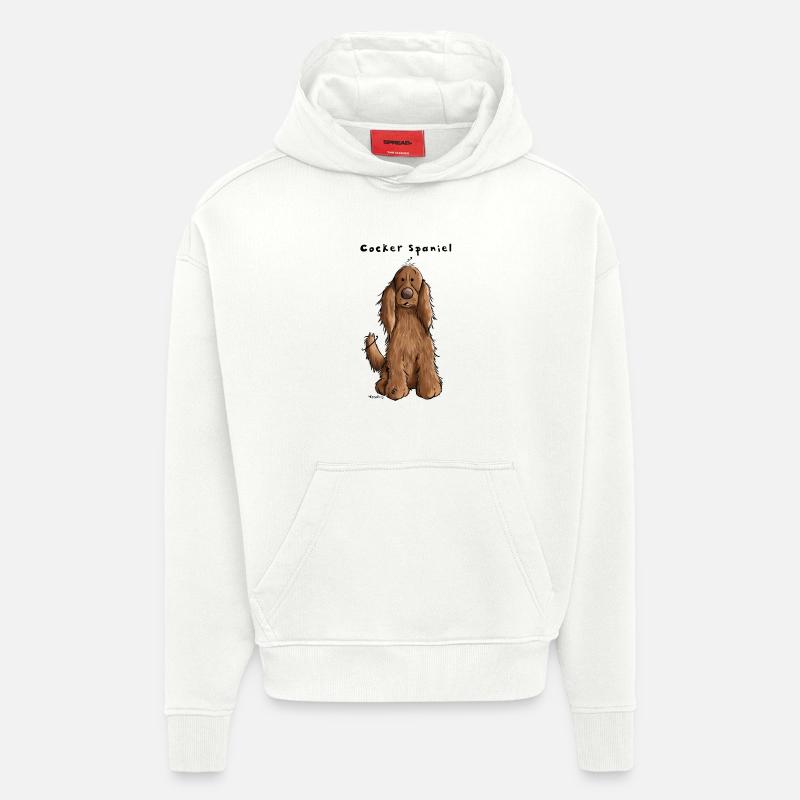 Drôle Cocker Spaniel - Sweat à capuche bio épais oversize fabriqué en UE - OFF WHITE