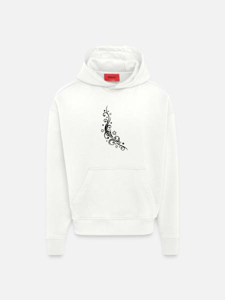 Ornement de tatouage tribal avec des étoiles. - Sweat à capuche bio épais oversize fabriqué en UE - OFF WHITE