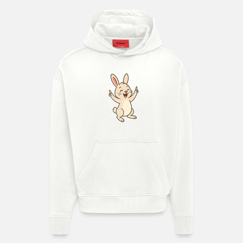 Glad hoppende kanin - Heavyweight Oversized Organic hettegenser produsert i EU - OFF WHITE