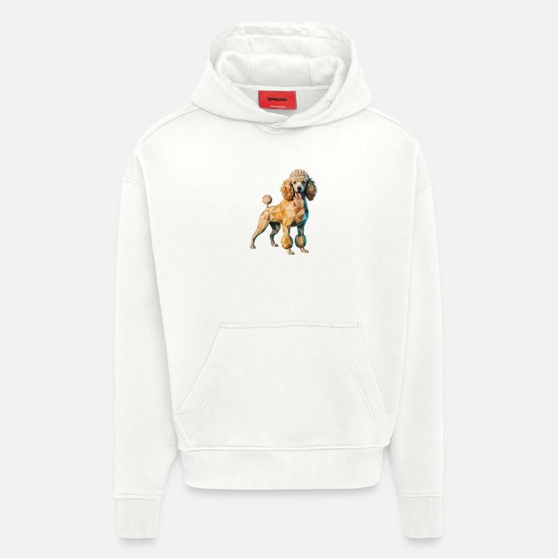 Caniche - Logo Low Poly cool - Sweat à capuche bio épais oversize fabriqué en UE - OFF WHITE