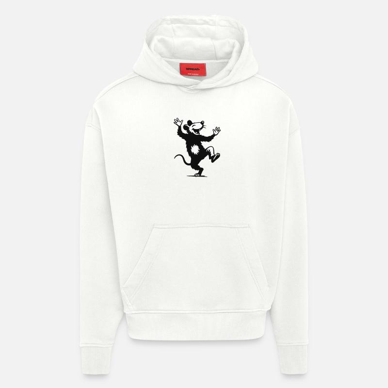 Souris dansante joyeuse - Sweat à capuche bio épais oversize fabriqué en UE - OFF WHITE