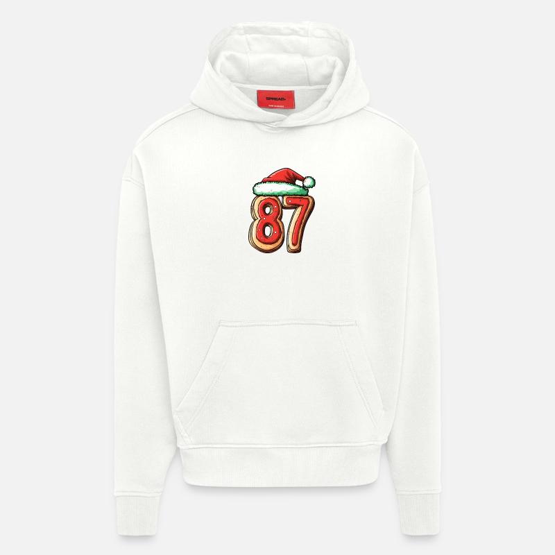 Biscuit de Noël à 87 chiffres - Sweat à capuche bio épais oversize fabriqué en UE - OFF WHITE
