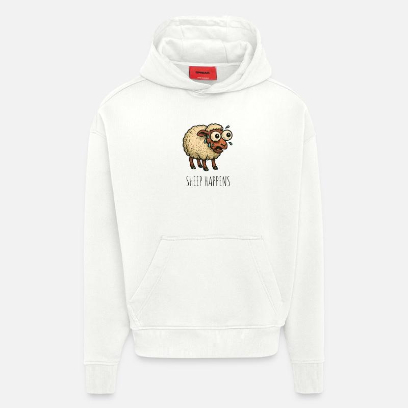 Les moutons arrivent, la merde arrive - Sweat à capuche bio épais oversize fabriqué en UE - OFF WHITE