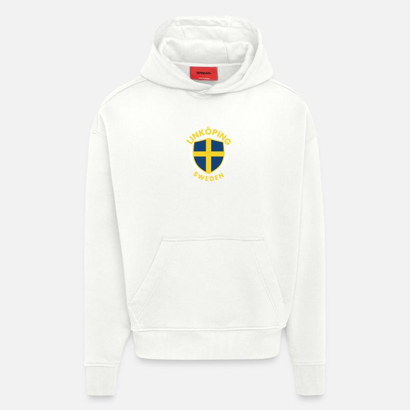 Linköping Suède Shield Tee - Sweat à capuche bio épais oversize fabriqué en UE - OFF WHITE