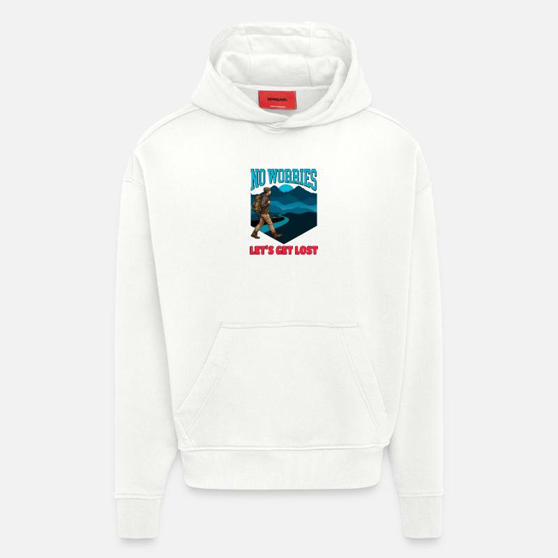 Pas de souci, on se perd - Sweat à capuche bio épais oversize fabriqué en UE - OFF WHITE