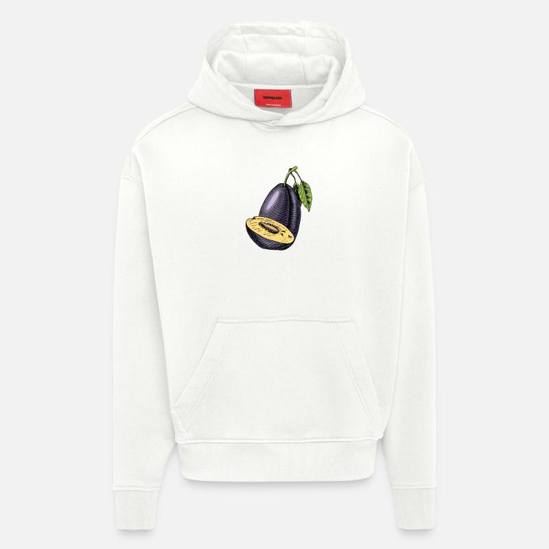 Fruit de prune - Sweat à capuche bio épais oversize fabriqué en UE - OFF WHITE
