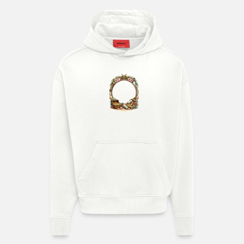 Maritimer Rahmen mit Schatz und Anker - Hoodie- made by SPREAD - OFF WHITE