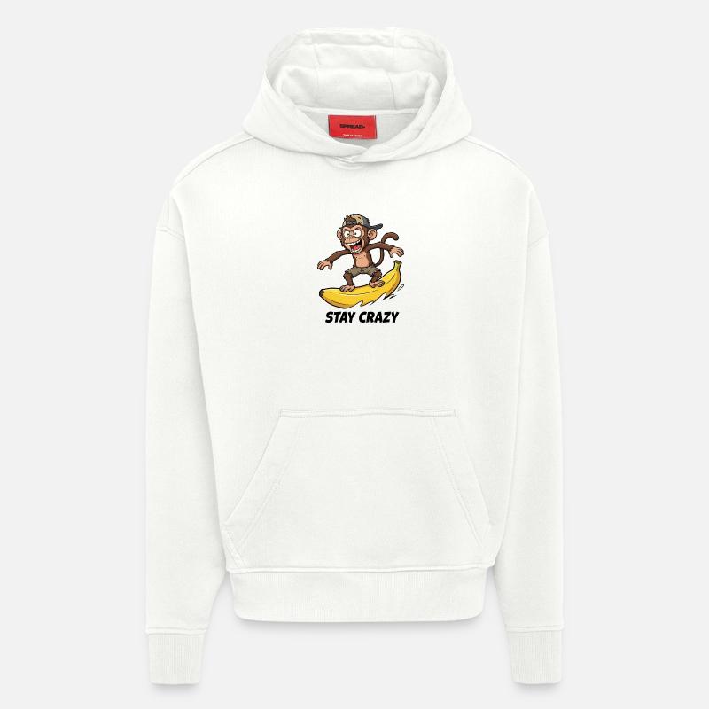 Le singe surfeur de bananes - Sweat à capuche bio épais oversize fabriqué en UE - OFF WHITE