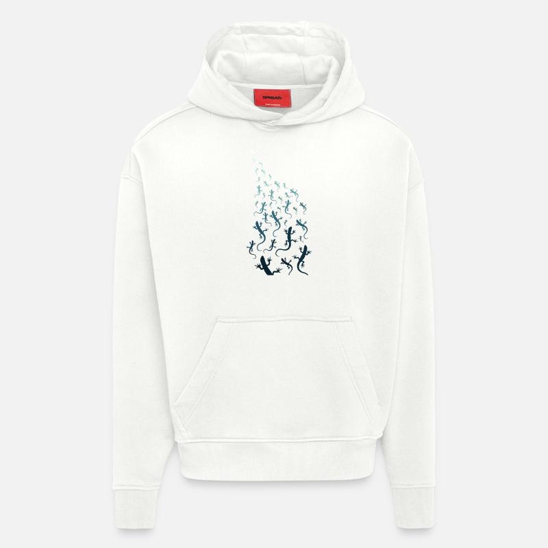 Lézard Gecko libellule - Sweat à capuche bio épais oversize fabriqué en UE - OFF WHITE