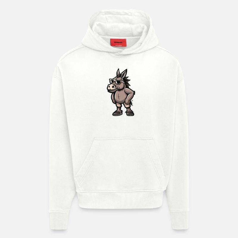 Âne Cool Bande Dessinée - Sweat à capuche bio épais oversize fabriqué en UE - OFF WHITE