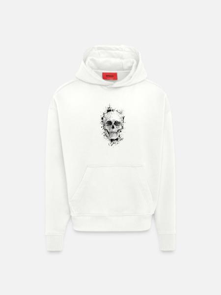 Crâne - Sweat à capuche bio épais oversize fabriqué en UE - OFF WHITE