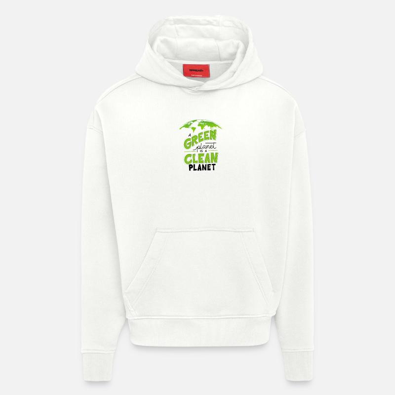 Conception écologique Green Clean Earth - Sweat à capuche bio épais oversize fabriqué en UE - OFF WHITE