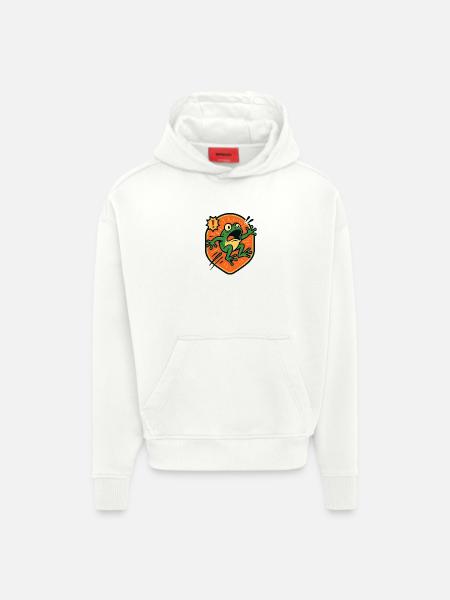 Panic Frog badge - Hoodie- made by SPREAD - OFF WHITE