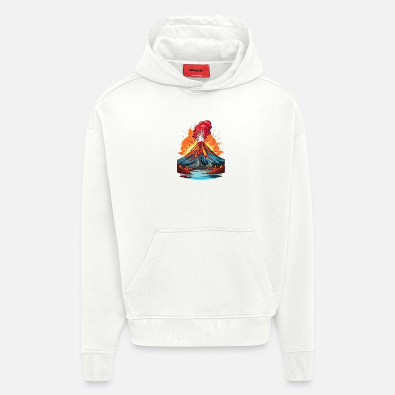 Éruption volcanique avec coulée de lave - Sweat à capuche bio épais oversize fabriqué en UE - OFF WHITE