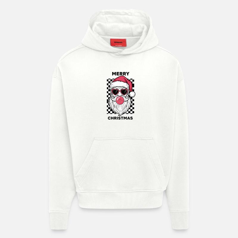 Joyeux Noël - Sweat à capuche bio épais oversize fabriqué en UE - OFF WHITE