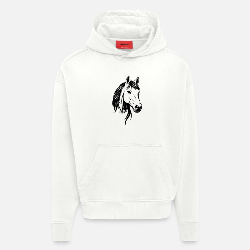 Tête de cheval - Sweat à capuche bio épais oversize fabriqué en UE - OFF WHITE