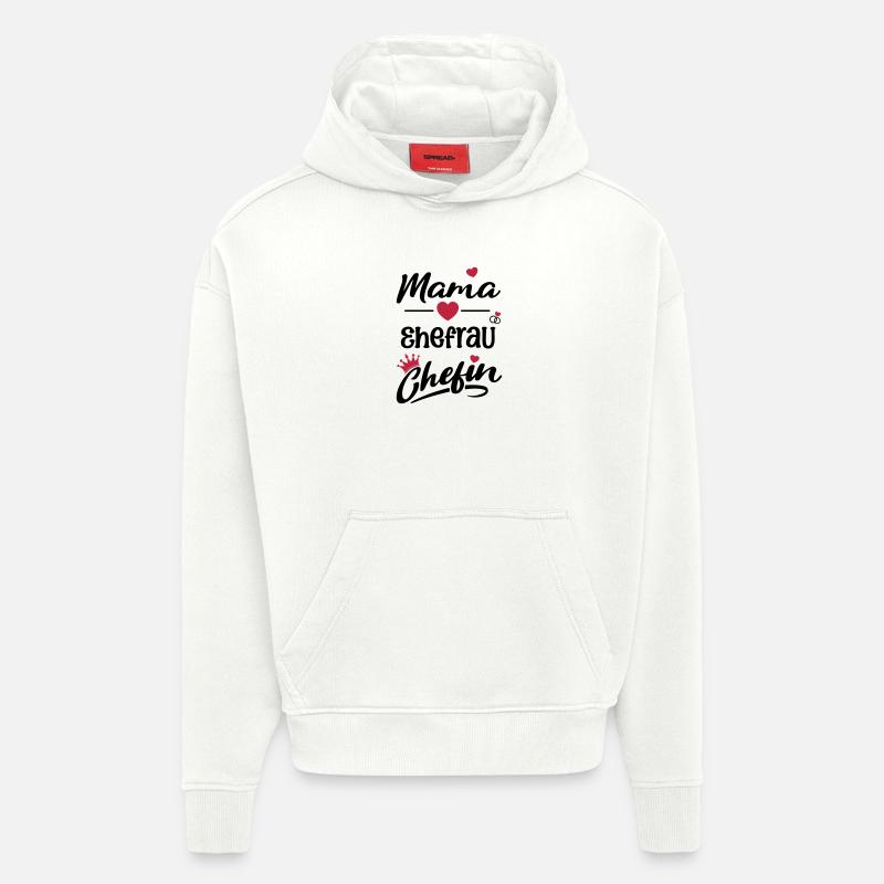 mama_ehefrau_chefin - Sweat à capuche bio épais oversize fabriqué en UE - OFF WHITE