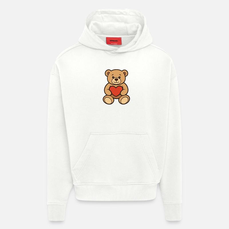 Teddybär mit Herz Comic Art - Hoodie- made by SPREAD - OFF WHITE