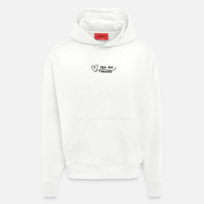 Papi du mois Coeur - Sweat à capuche bio épais oversize fabriqué en UE - OFF WHITE