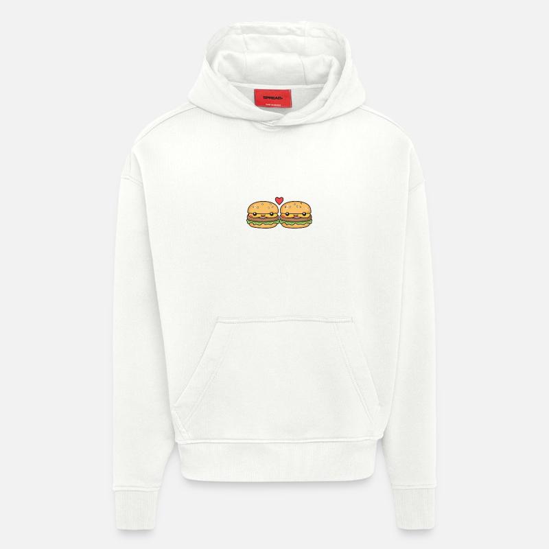 Burger Paar Liebe Herz Comic - Hoodie- made by SPREAD  - OFF WHITE