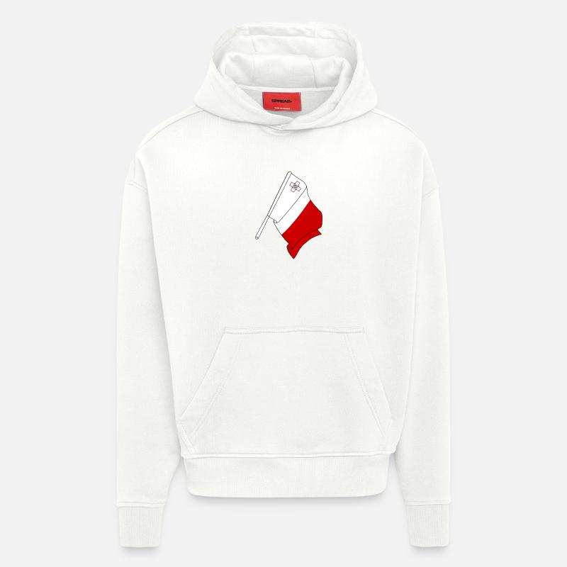 Drapeau de Malte - Sweat à capuche bio épais oversize fabriqué en UE - OFF WHITE